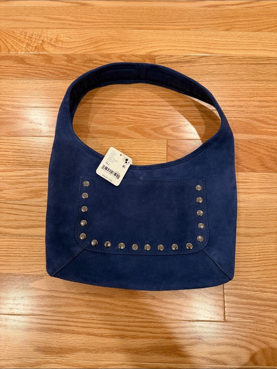 Free People Handbags - NWT Free People Navy Suede Studded Shoulder Bag